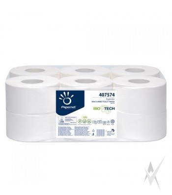 Tualetinis popierius PAPERNET, 2 sl., 140 metrų, celiuliozė, baltos spalvos. Dėžeje - 12 ritinių