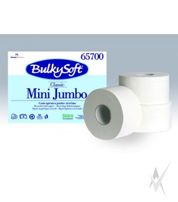 Tualetinis popierius BULKY SOFT, 2 sl., 145 metrų, antrinė žaliava, baltos spalvos. Dėžeje - 12 ritinių