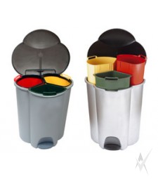 Šiukšliadėžė Trio .Plastmasė, trys skirtingos spalvos ir talpos, baltos spalvos. Dvi talpos 17 litrų,viena 6 litrų. Su pedalu. Svoris 1,74 kg.